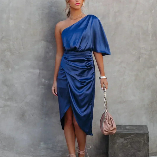 Lilian | Dames one-shoulder minijurk in wikkelstijl