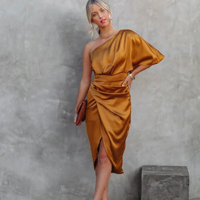 Lilian | Dames one-shoulder minijurk in wikkelstijl