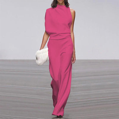 Viviane | Dames one-shoulder jumpsuit met wijde pijp