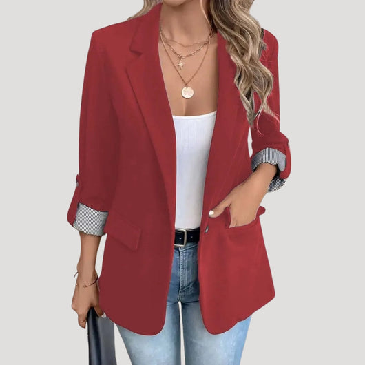 Theresa | Getailleerde enkelrijige dames blazer met opgerolde mouwen