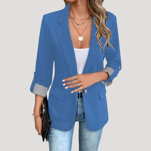 Theresa | Getailleerde enkelrijige dames blazer met opgerolde mouwen