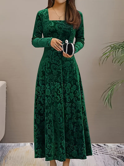 Karin | Dames fluwelen jurk met bloemenprint voor formele gelegenheden