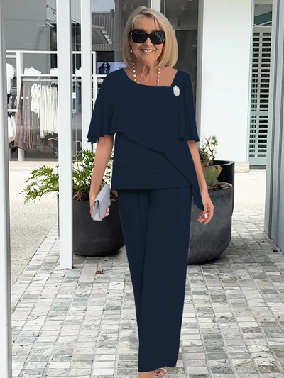 Doris | Elegante tweedelige dames avondset met top en broek
