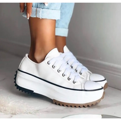 Elfriede | Dames plateau vrijetijdssneakers met veters