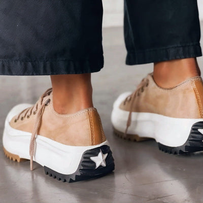 Elfriede | Dames plateau vrijetijdssneakers met veters