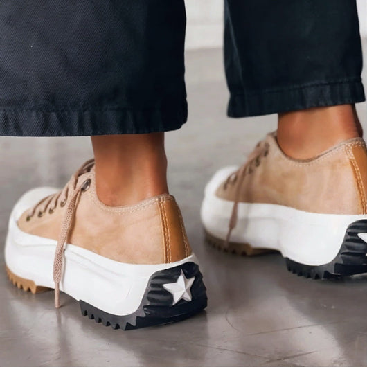 Elfriede | Dames plateau vrijetijdssneakers met veters