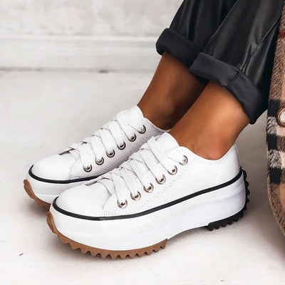 Elfriede | Dames plateau vrijetijdssneakers met veters