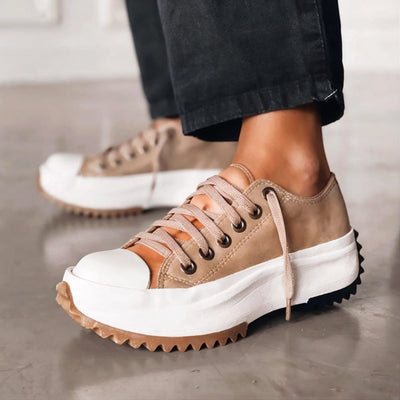 Elfriede | Dames plateau vrijetijdssneakers met veters