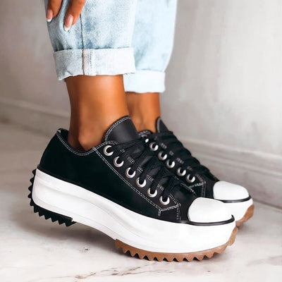 Elfriede | Dames plateau vrijetijdssneakers met veters