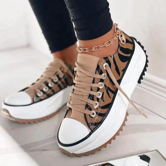 Elfriede | Dames plateau vrijetijdssneakers met veters