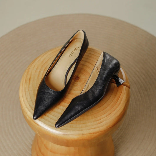 Pauline | Dames pumps met spitse neus en lage hak