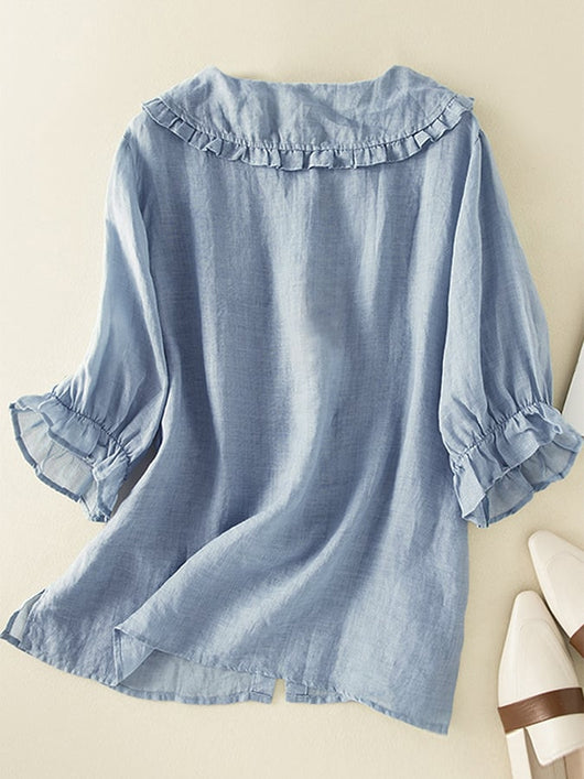 Natalie | Losvallende dames blouse met ruchekraag