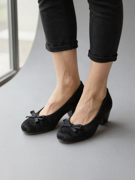 Ballerina's Sanne met strik – Zwart
