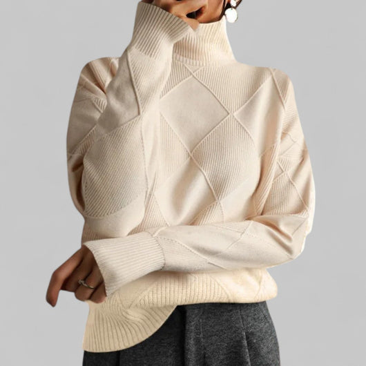 Barbara | Oversized dames wintertrui met dessin en col