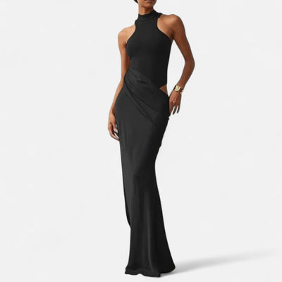 Kerstin | Dames maxijurk met cut-out en halterhals