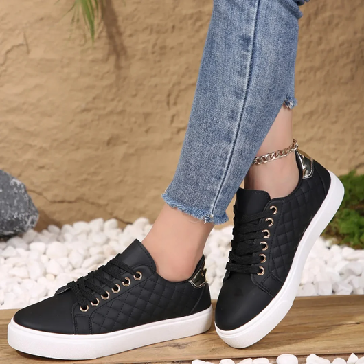 Marion | Casual dames sneakers met doorstikking en veters