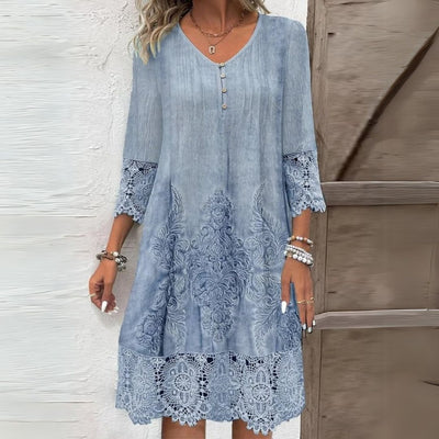 Greta | Dames rechte jurk met vintage kantbies