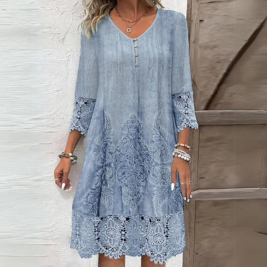 Greta | Dames rechte jurk met vintage kantbies