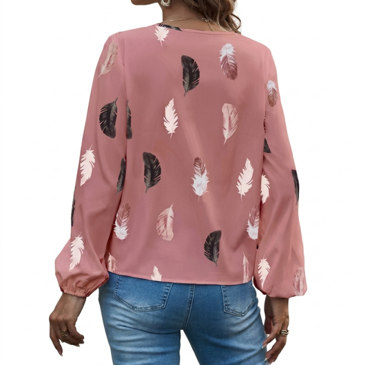 Dames blouse los en elegant – V-hals met lange mouwen