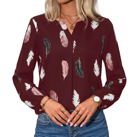 Dames blouse los en elegant – V-hals met lange mouwen