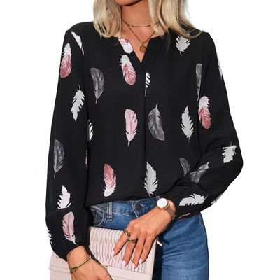 Dames blouse los en elegant – V-hals met lange mouwen