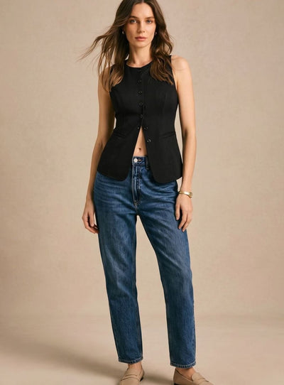 Clara | Elegante mouwloze dames bodywarmer met knoopsluiting