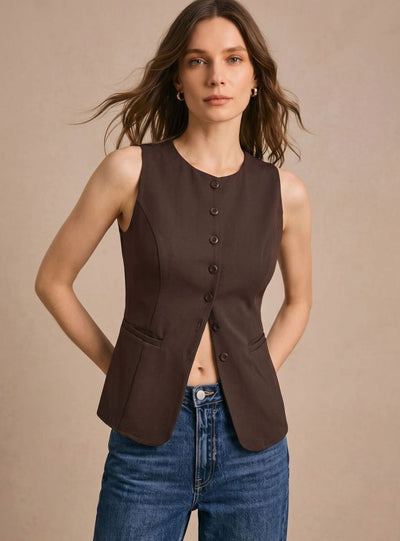 Clara | Elegante mouwloze dames bodywarmer met knoopsluiting
