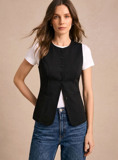 Clara | Elegante mouwloze dames bodywarmer met knoopsluiting