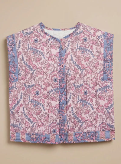 Hannah | Gewatteerde dames bodywarmer met bloemendessin en zijzakken