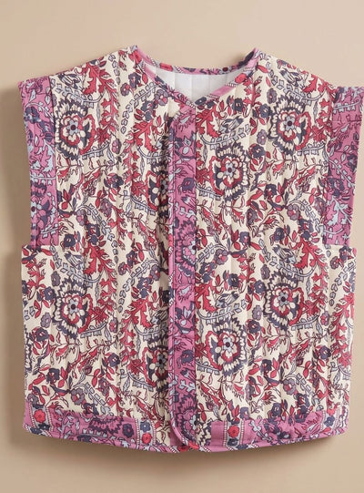 Hannah | Gewatteerde dames bodywarmer met bloemendessin en zijzakken