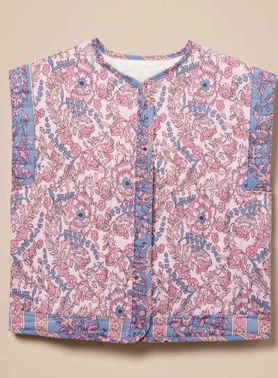 Hannah | Gewatteerde dames bodywarmer met bloemendessin en zijzakken