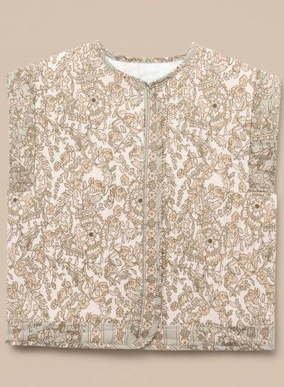 Hannah | Gewatteerde dames bodywarmer met bloemendessin en zijzakken