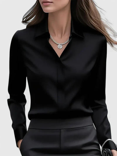 Anja | Elegante dames satijnblouse met knoopsluiting