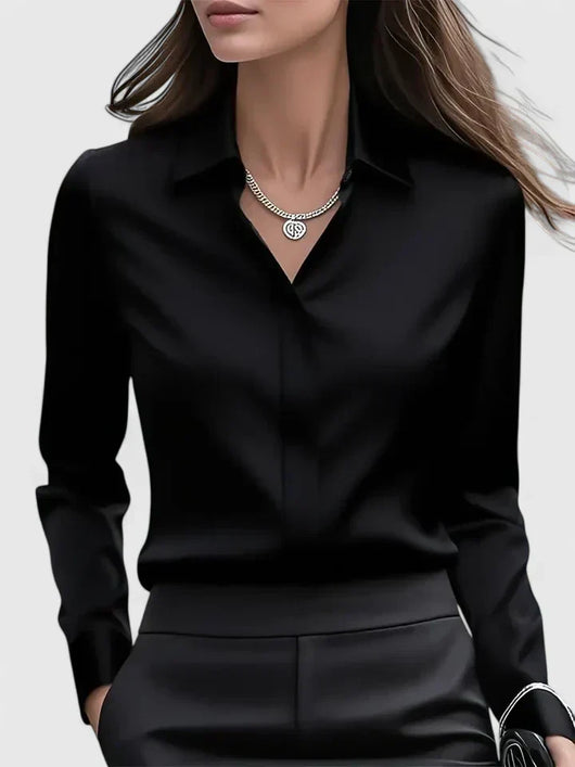 Anja | Elegante dames satijnblouse met knoopsluiting