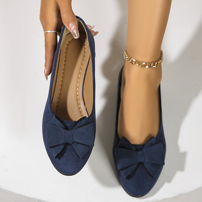 Maisie suède ballerina's met strik