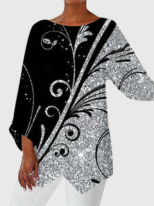 Alayah elegante top met ronde hals