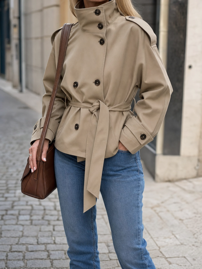 Caldecott korte trenchcoat met ceintuur