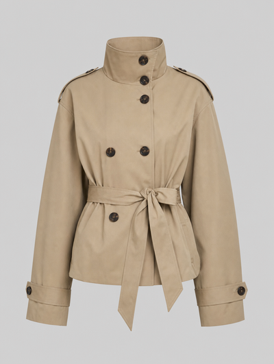 Caldecott korte trenchcoat met ceintuur