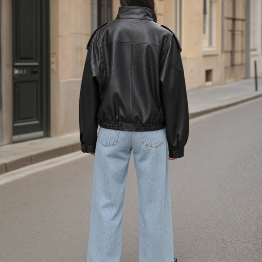 Camden oversized bomberjack van kunstleer
