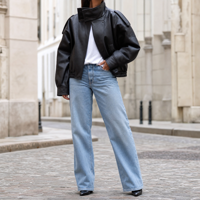 Camden oversized bomberjack van kunstleer