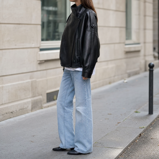 Camden oversized bomberjack van kunstleer