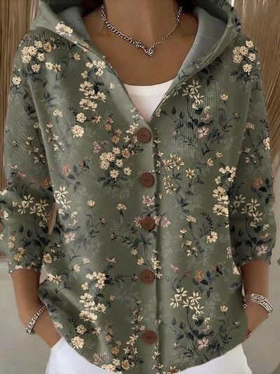 Marie | Kleurrijk damesvest met capuchon en knoopsluiting