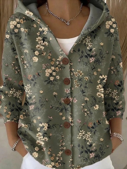 Marie | Kleurrijk damesvest met capuchon en knoopsluiting