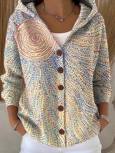 Marie | Kleurrijk damesvest met capuchon en knoopsluiting