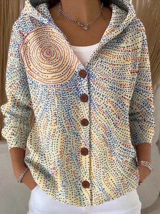 Marie | Kleurrijk damesvest met capuchon en knoopsluiting