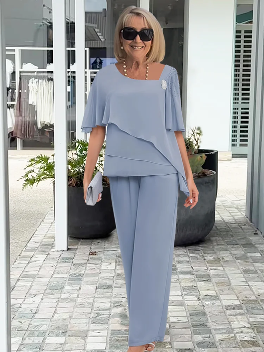 Doris | Elegante tweedelige dames avondset met top en broek