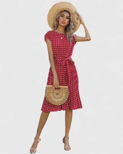 Veronika | Dames midijurk met korte mouwen en plooirok