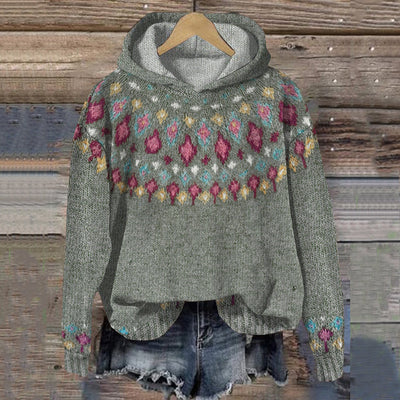 Carolin | Dames gebreide winterhoodie met dessin