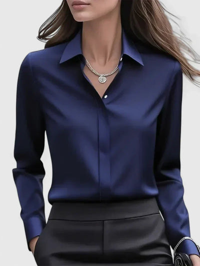 Anja | Elegante dames satijnblouse met knoopsluiting