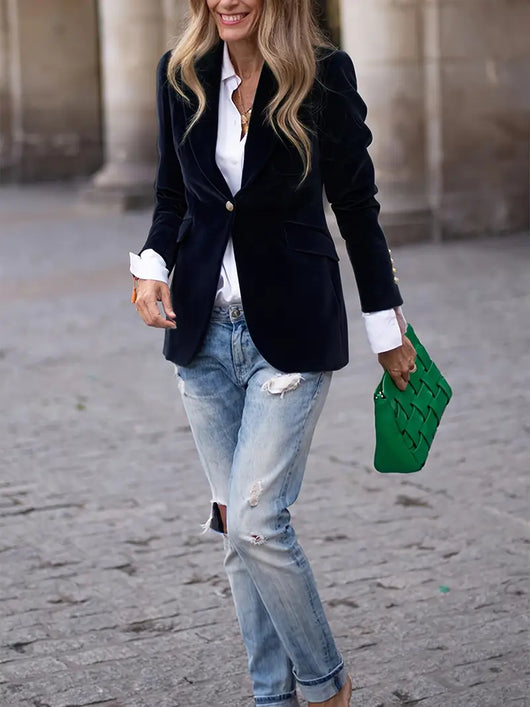 Sabina | Klassieke dames blazer met enkele knoop